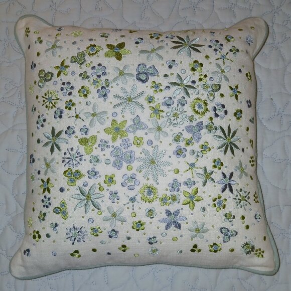Pier 1 Imports Other - Pier 1 Beaded & Embroidered Floral Accent Pillow - 14 inches